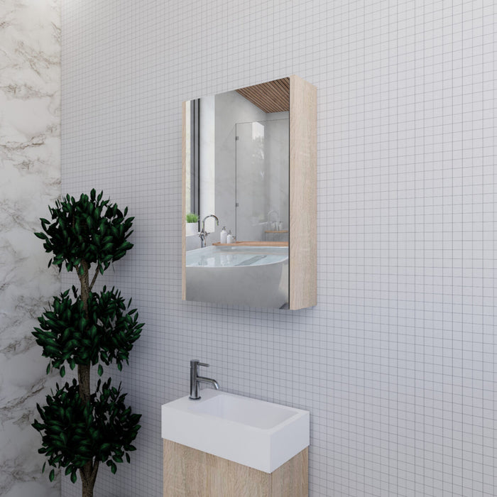 450-1500*720*150mm ABS Geneva Flat Oak Timber Wall Hung Light Oak Mirror Shaving Cabinet - HD reno