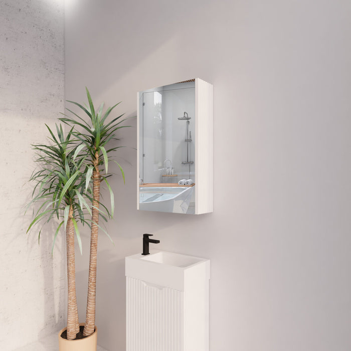 450-1500*720*150mm ABS Geneva Fluted Wall Hung Oak Timber Matt White Mirror Shaving Cabinet - HD reno