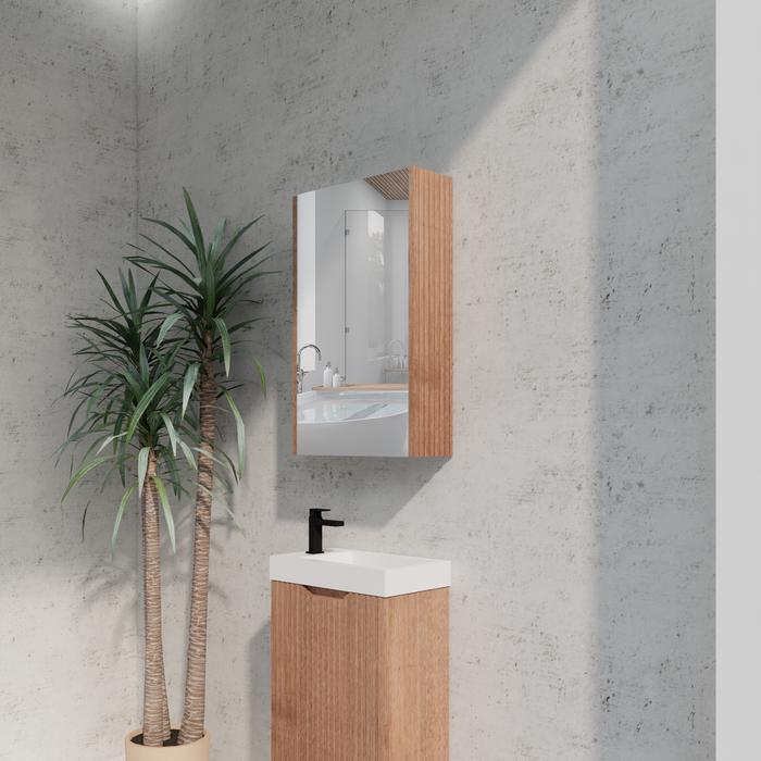 450-1500*720*150mm ABS Geneva Fluted Wall Hung Oak Timber Solid Timber Mirror Shaving Cabinet - HD reno