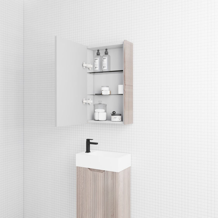 450-1500mm Vienna White Oak Fluted Vanity Cabinet Only And Mirror Cabinet