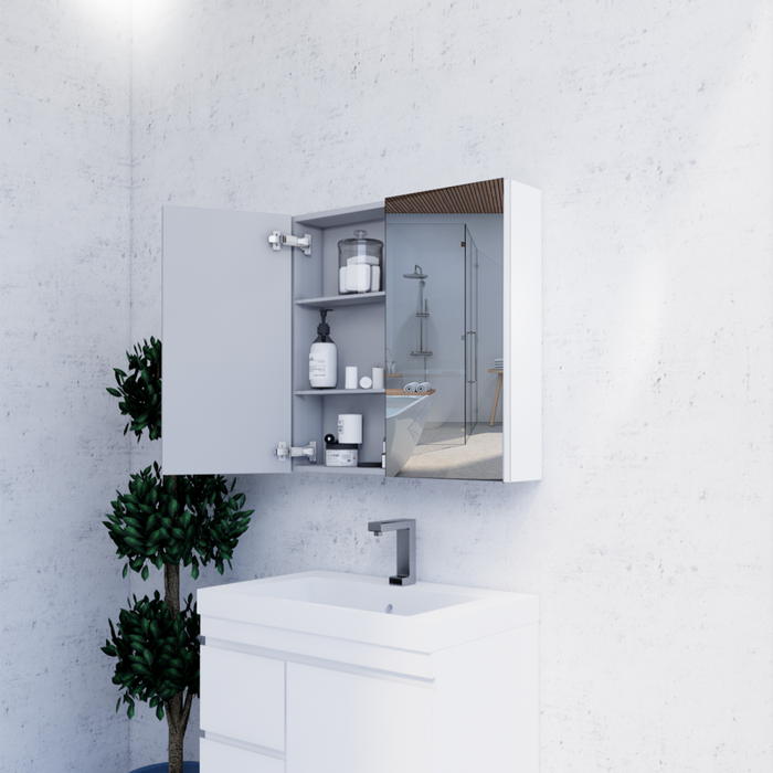 450-1500*720*150mm ABS Geneva Flat Oak Timber Gloss White Wall Hung Mirror Shaving Cabinet