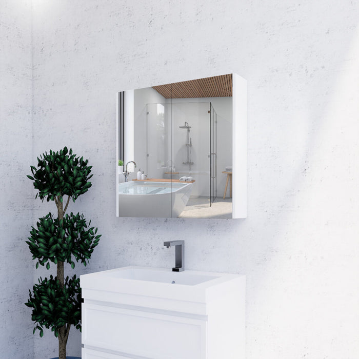 450-1500*720*150mm ABS Geneva Flat Oak Timber Matt White Wall Hung Mirror Shaving Cabinet