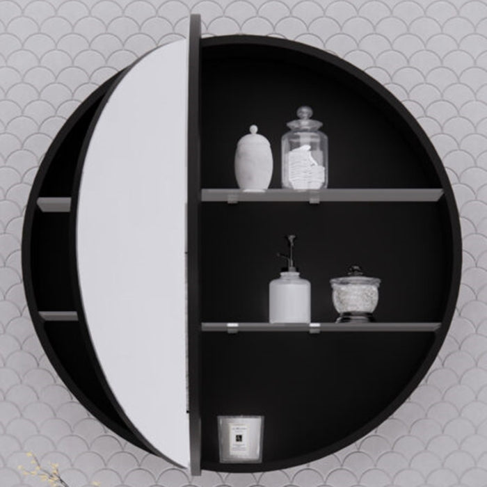 800*800*140mm ABS London Matt Black/Matt White Round Copper-free Mirror Shaving Cabinet
