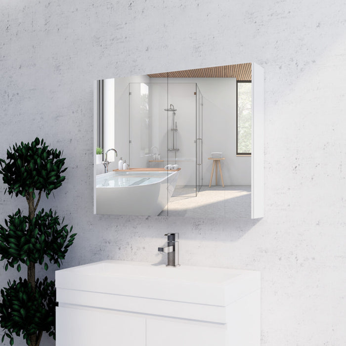 450-1500*720*150mm ABS Geneva Flat Oak Timber Gloss White Wall Hung Mirror Shaving Cabinet