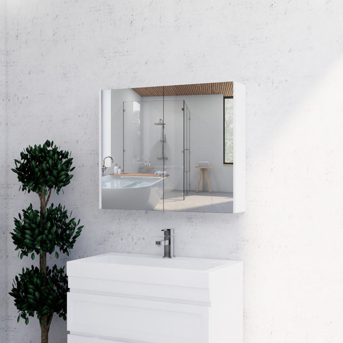 450-1500*720*150mm ABS Geneva Flat Oak Timber Matt White Wall Hung Mirror Shaving Cabinet