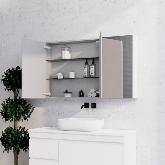 450-1500*720*150mm ABS Geneva Flat Oak Timber Gloss White Wall Hung Mirror Shaving Cabinet