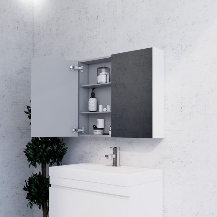 450-1500*720*150mm ABS Geneva Flat Oak Timber Gloss White Wall Hung Mirror Shaving Cabinet