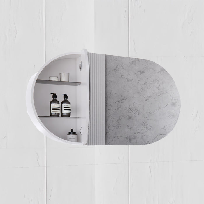 1200*700*150mm ABS Paris Oval Copper-free Mirror Plywood Matt Black/Matt White Back Lit LED Shaving Cabinet
