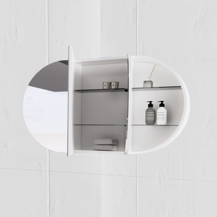 1200*700*140mm ABS London Oval Matt Black/Matt White Copper-free Mirror Shaving Cabinet