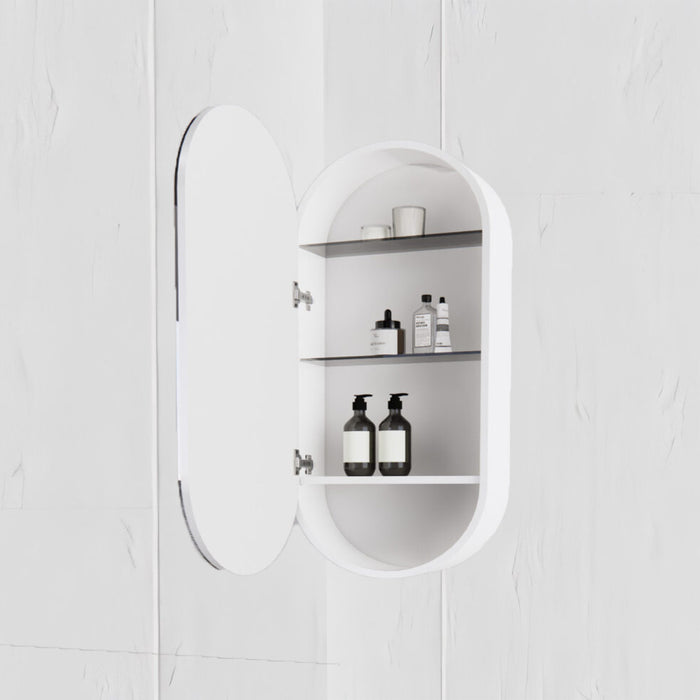 450*870*140mm ABS London Oval Matt Black/Matt Mirror White Shaving Cabinet