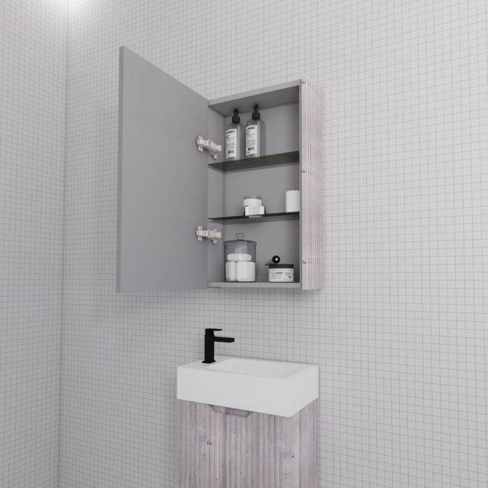 450-1500*720*150mm ABS Geneva Fluted Wall Hung Oak Timber White Oak Mirror Shaving Cabinet