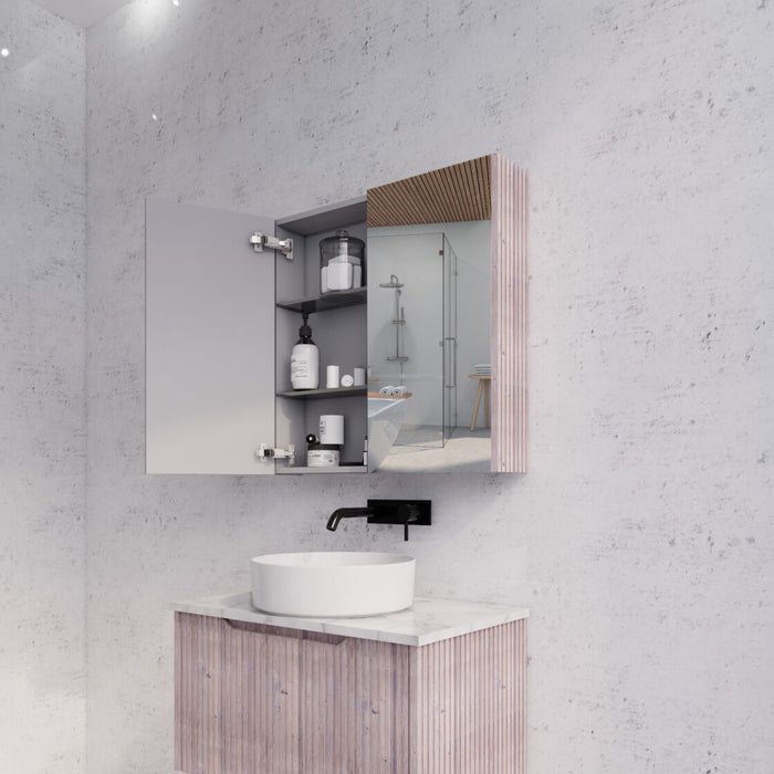 450-1500*720*150mm ABS Geneva Fluted Wall Hung Oak Timber White Oak Mirror Shaving Cabinet