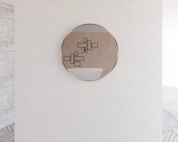 800/600mm ABS Gold/Black/Brushed Nickel Framed Plain Round Wall Mounted Mirror Only - HD reno
