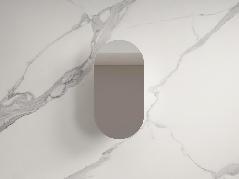 450*900*116mm Infinity METRO Matt White Glass Plywood Oval Shaving Cabinet