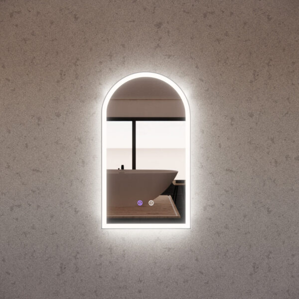 800*450/900*600mm Gold/Black/Brushed Nickel Framed AR2 LED Mirror Arch with Easy Hooks and Dimmer