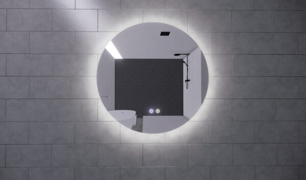 600-800mm ABS R4 Three Color Lights Backlit Round Frameless With Defogging Function Easy Hook LED Mirror - HD reno