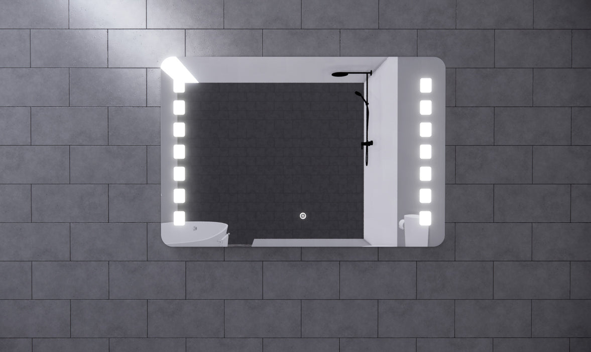 500-1500*45mm ABS S1 Three Color Lights Frontlit Rectangle Square With Defogging Function Easy Hook LED Mirror - HD reno