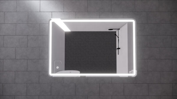 500-1500*45mm ABS S2 Three Color Lights Frontlit Rectangle Square With Defogging Function Easy Hook LED Mirror