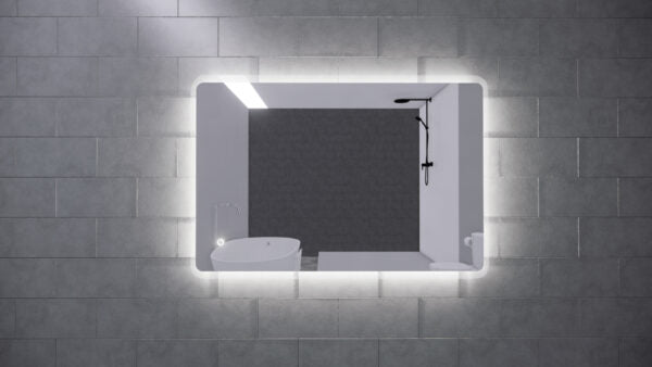 500-1500*45mm ABS S3 Three Color Lights Backlit Rectangle Square With Defogging Function Easy Hook LED Mirror