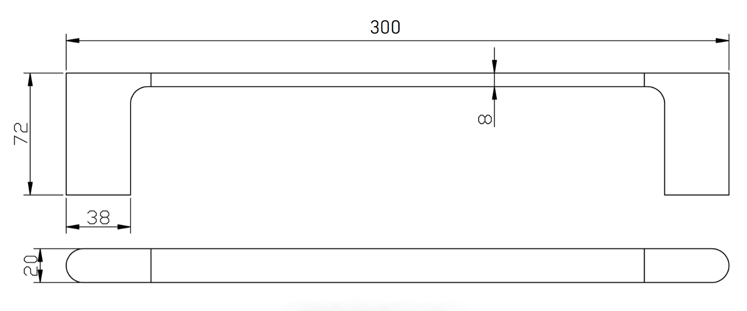 300mm Cora Round Cornered Rectangle Single Towel Rail - HD reno