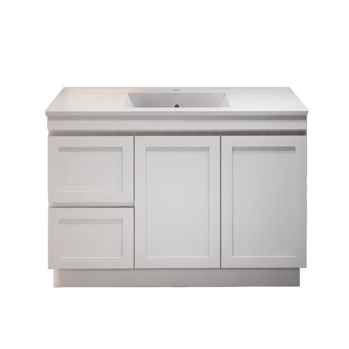 600-1500mm ABS Miami Matt White Shaker Plywood Freestanding(on Kickboard) Vanity Cabinet - HD reno