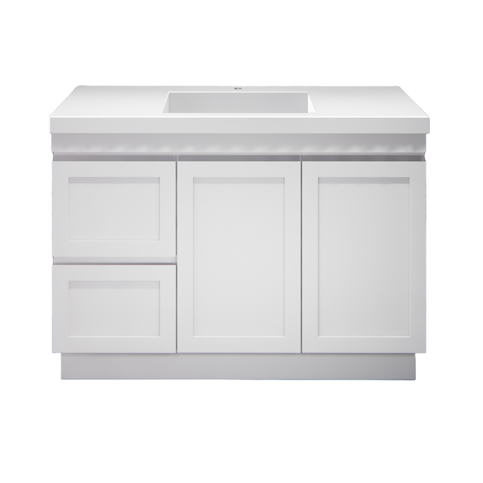 600-1500mm ABS Miami Matt White Shaker Plywood Freestanding(on Kickboard) Vanity Cabinet - HD reno