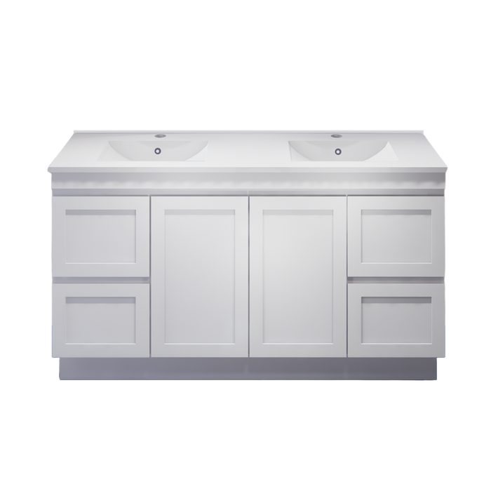 600-1500mm ABS Miami Matt White Shaker Plywood Freestanding(on Kickboard) Vanity Cabinet