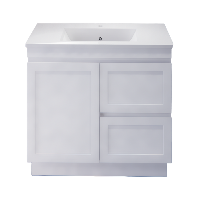600-1500mm ABS Miami Matt White Shaker Plywood Freestanding(on Kickboard) Vanity Cabinet - HD reno