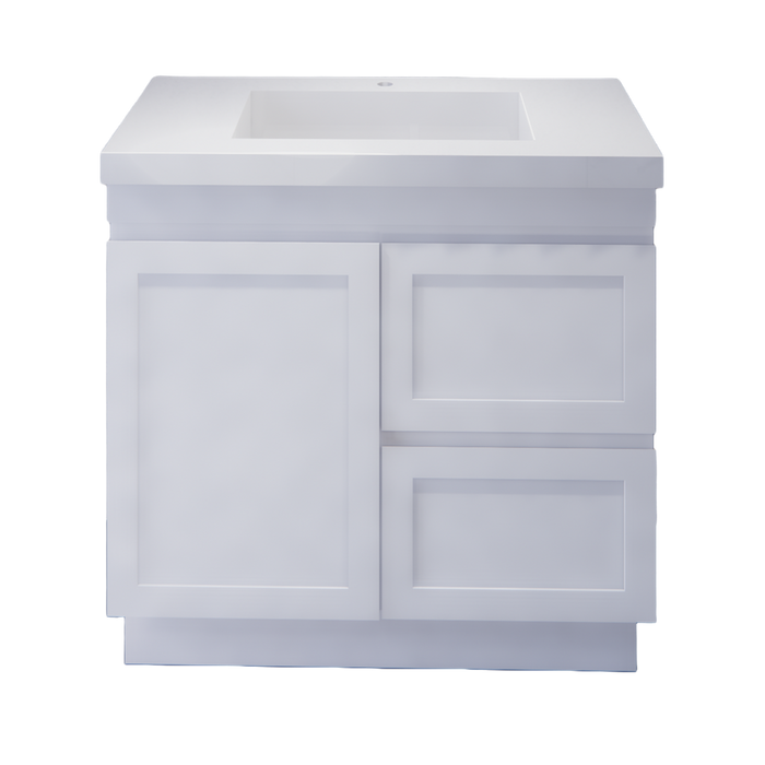 600-1500mm ABS Miami Matt White Shaker Plywood Freestanding(on Kickboard) Vanity Cabinet - HD reno