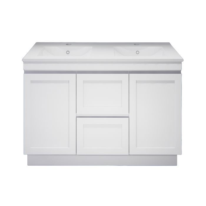 600-1500mm ABS Miami Matt White Shaker Plywood Freestanding(on Kickboard) Vanity Cabinet - HD reno