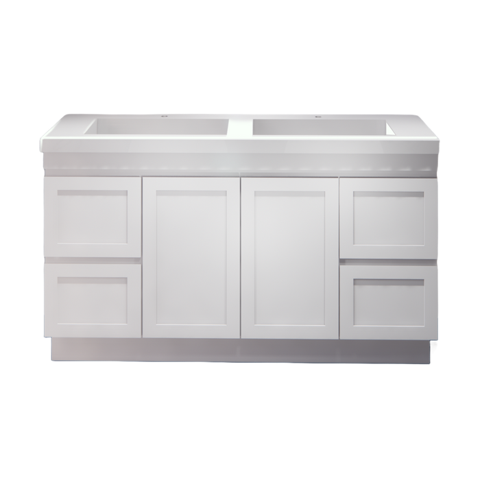 600-1500mm ABS Miami Matt White Shaker Plywood Freestanding(on Kickboard) Vanity Cabinet