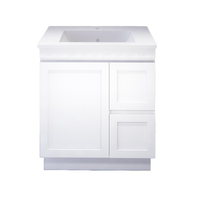 600-1500mm ABS Miami Matt White Shaker Plywood Freestanding(on Kickboard) Vanity Cabinet - HD reno