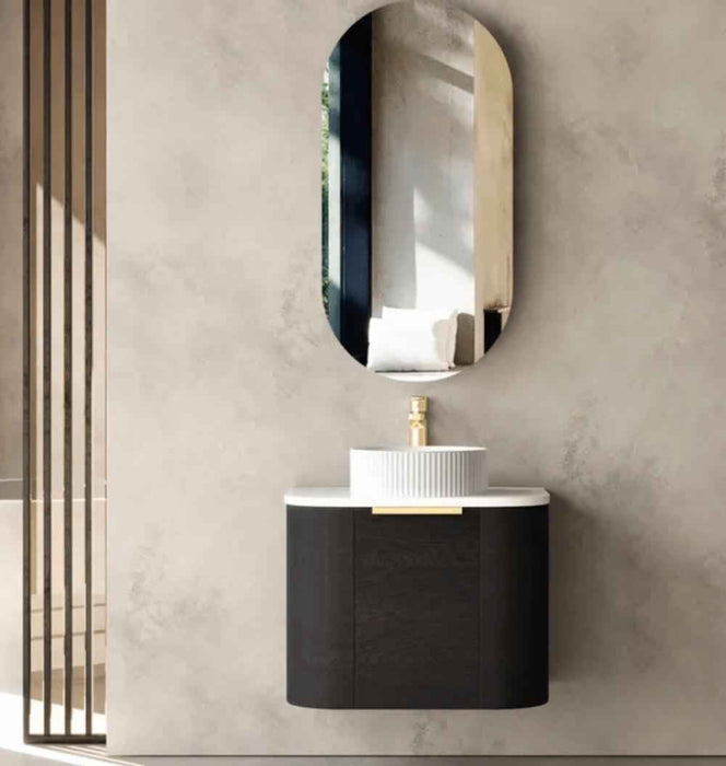 600*460*450mm OTTI Bondi Black Oak Cabinet Only and Stone Top Bathroom Wall Hung Vanity