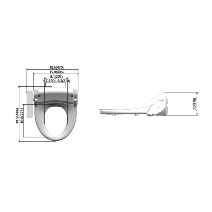 The Bidet Shop ANational N-800R Standard Retrofit Bidet - Side Control