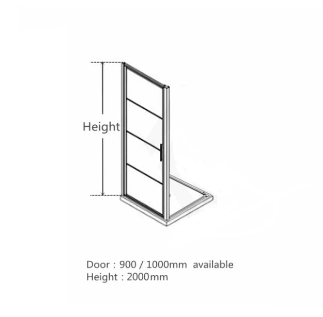 900/1000x2000mm 6mm Glass Wall to Wall Black Framed Pivot Grid Door Shower Screens - HD reno