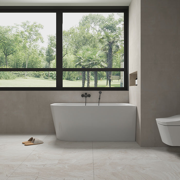 1300/1400*720*600mm Nerida Series Gloss White Corner Bathtub Non-Over Flow