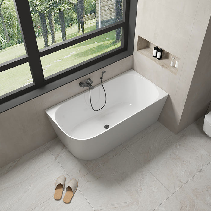 1300/1400*720*600mm Nerida Series Gloss White Corner Bathtub Non-Over Flow