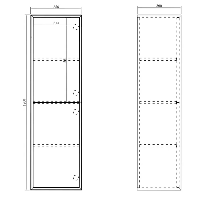 1200mm Bondi Matte White Wall Hung Vanity and Tall Boy and Shaving Cabinet