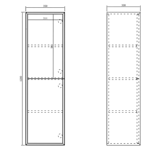 120Omm otti Noosa Vanity Wall Hung Cabinet With Led Mirror and Tall Boy