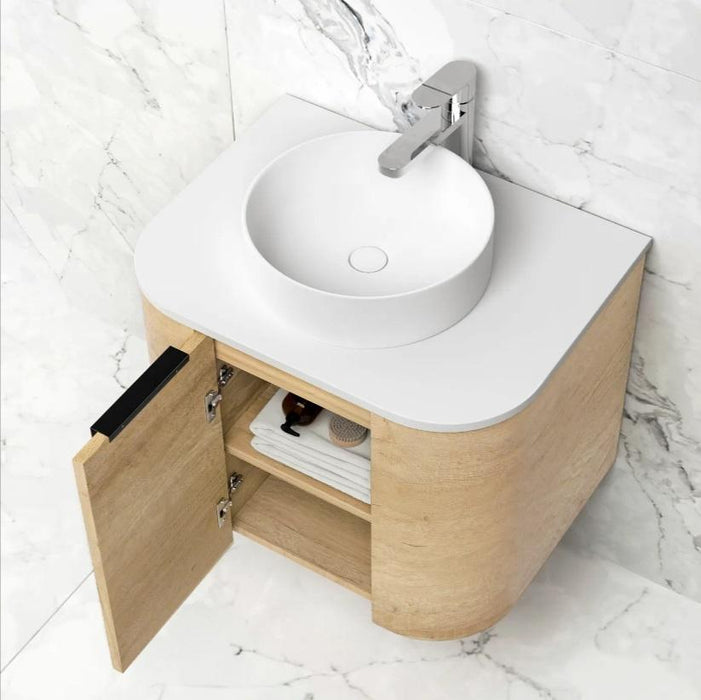 750*460*450mm OTTI Bondi Natural Oak Cabinet Only and Stone Top Bathroom Wall Hung Vanity - HD reno