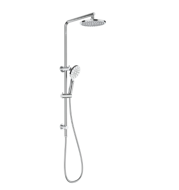 200mm New Cora Round Brass Multifunction Shower Set Chrome/Matt Black - HD reno