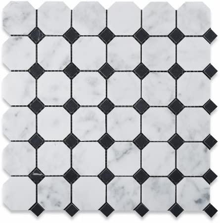Carrara Octagon+Black Dot