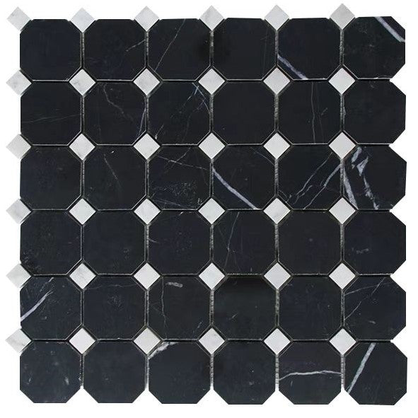 Nero Octagon + Carrara Dot