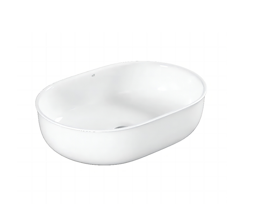 500x350x130 OTTI Bronte Gloss White/Carrara/Matt Black/Matt White Oval Ceramic Above Counter Basin