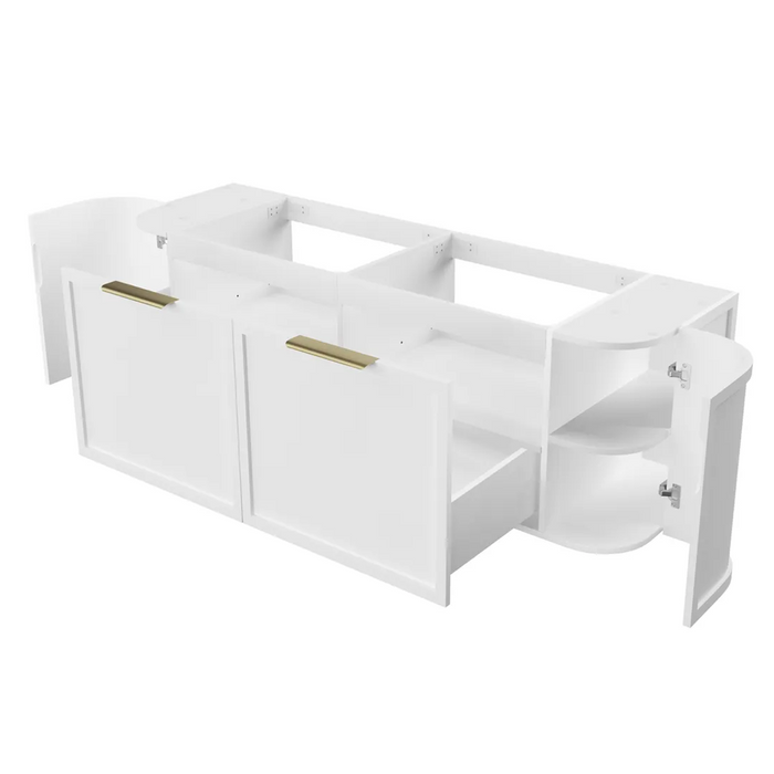600-1800*450*452mm Hampshire Stain White Moisture Resistant Plywood Curve Wall Hung Vanity