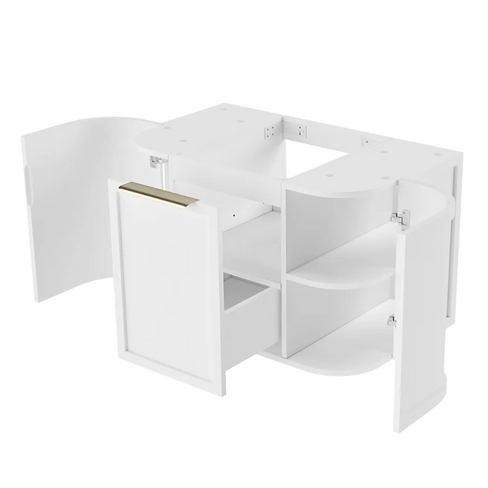 600-1800*450*452mm Hampshire Stain White Moisture Resistant Plywood Curve Wall Hung Vanity