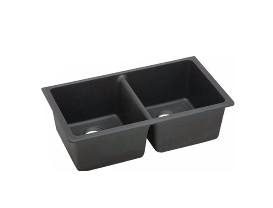 838*476*241mm Black/White Kitchen Sink Granite Stone Under Mount Double Bowls - HD reno