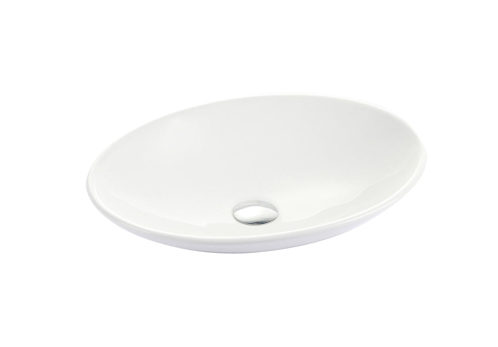 560x360x100mm ABS Oli Gloss White Ceramic Oval Above Counter Basin - HD reno