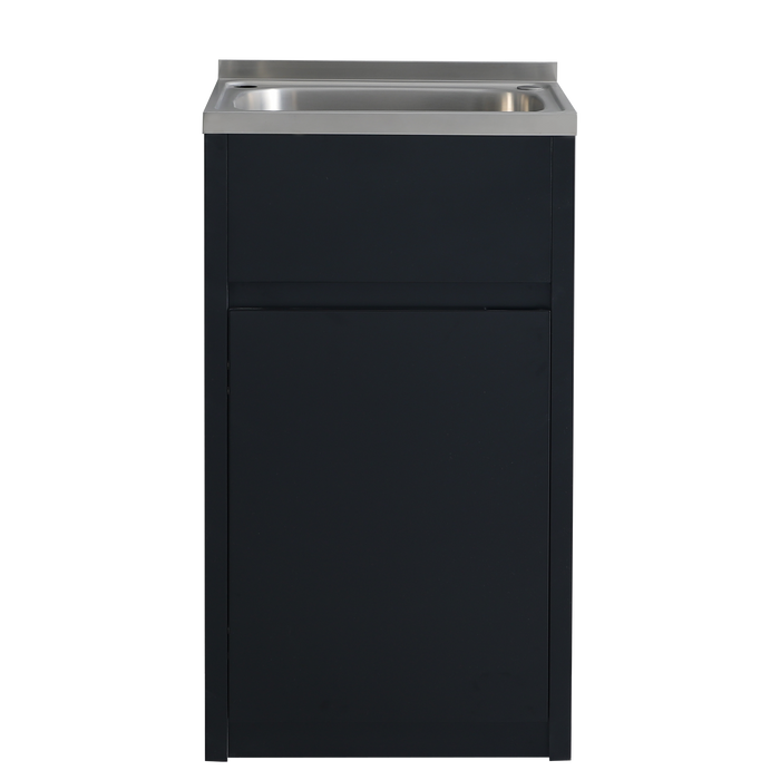 454*555*890mm 35 Litre Matte Black 304 Stainless Steel Sink With PVC Laundry Tub Cabinet