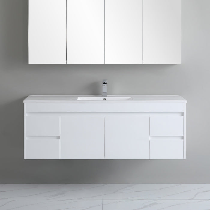 900-1800*460mm Bathroom Vanity Standard PVC Gloss White Wall Hung Vanity - HD reno